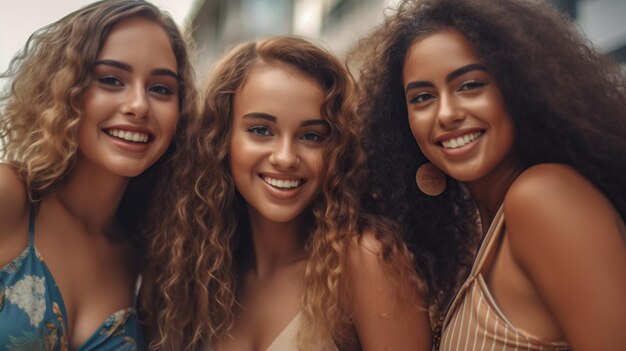 Portrait of attractive diverse group of friends