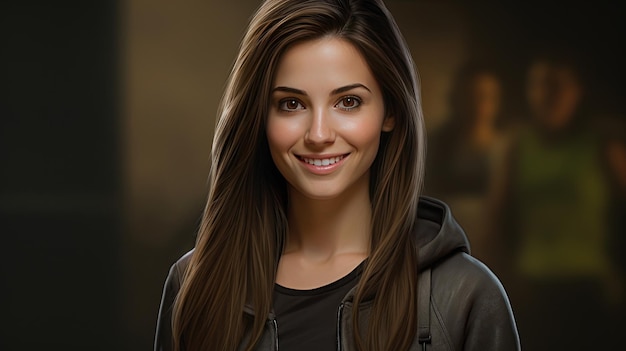 Portrait of an attractive girl with a smile on her face looking at the camera smiling Generative AI