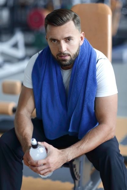 Portrait of an attractive man in the gym