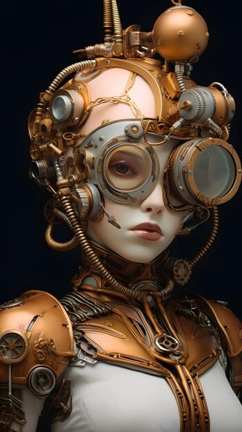 A portrait of an attractive steampunk style woman