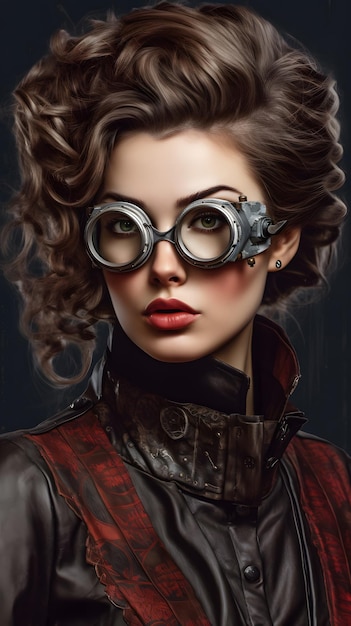 A portrait of an attractive steampunk style woman