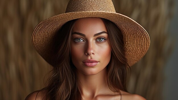 Portrait of an attractive woman wearing hat