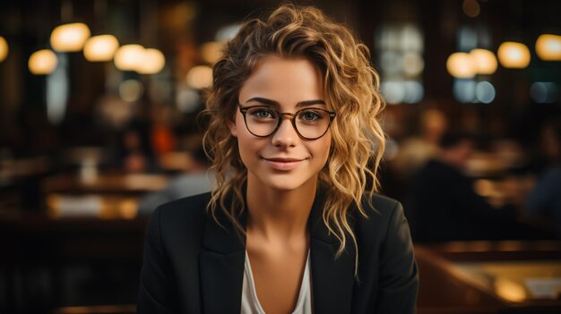 Photo portrait of an attractive young african businesswoman smiling while standing by windows in office