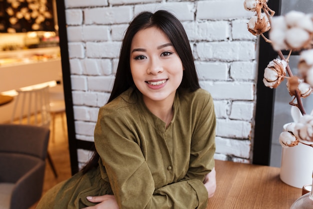 Portrait of an attractive young asian woman sitting