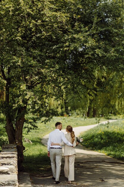 Portrait of an attractive young couple in love outdoors