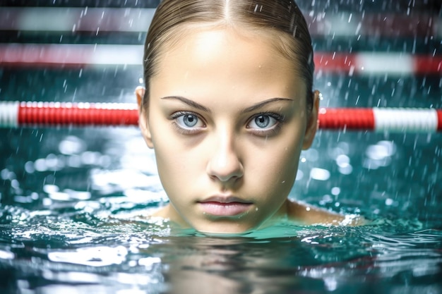 Premium AI Image | Portrait of attractive young female swimmer created ...