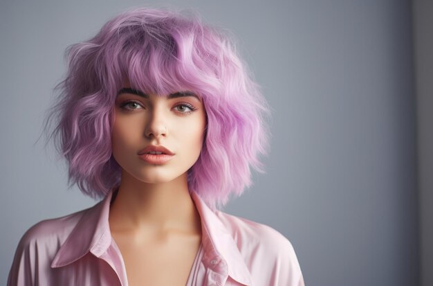 Portrait of an attractive young woman with a wig