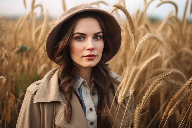 Portrait of an attractive young woman working in a field created with generative ai