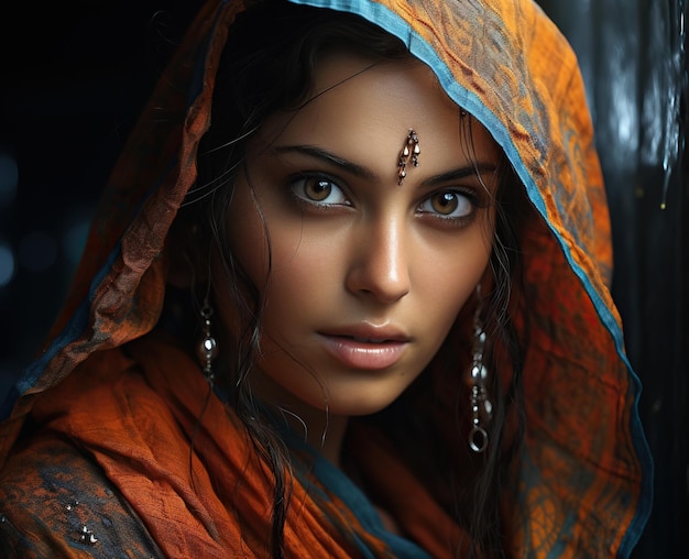 Portrait of an authentic cultured Indian girl