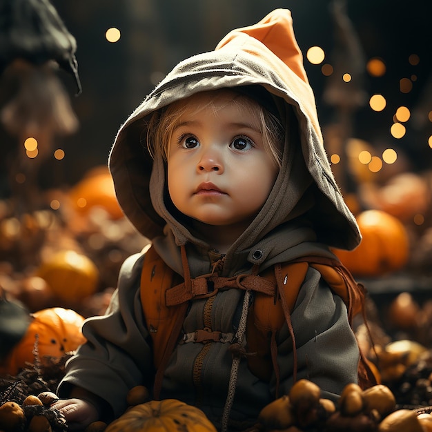 Portrait of an autumn halloween baby