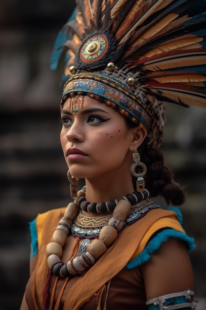 Portrait of a aztec woman warrior