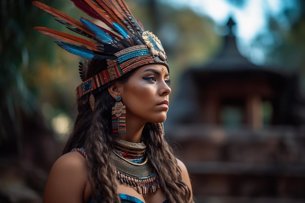 Portrait of a aztec woman warrior