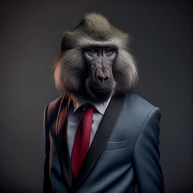 Portrait of a Baboon dressed in a formal business suitgenerative ai