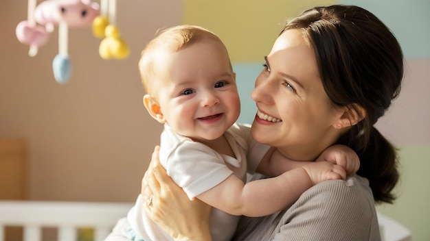 A portrait of a baby boy and mother