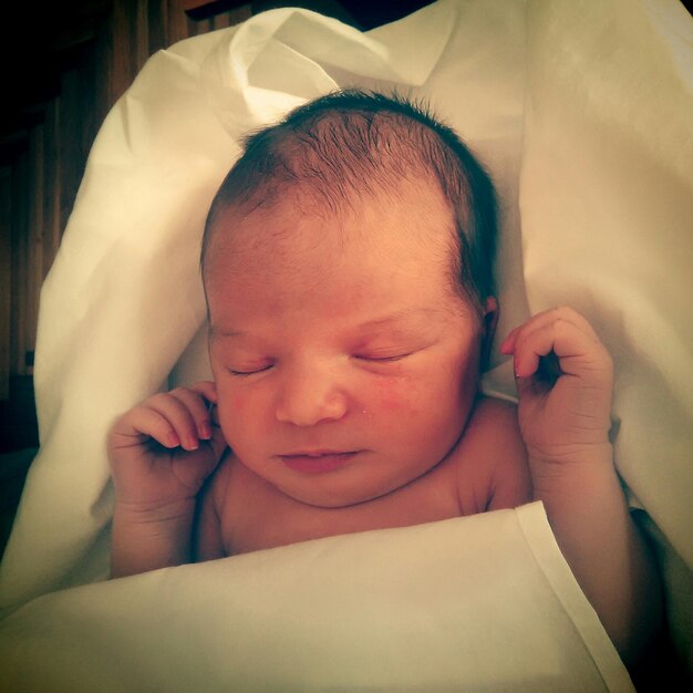 Photo portrait of baby boy sleeping