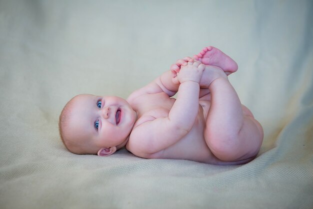 Portrait of baby on a light background