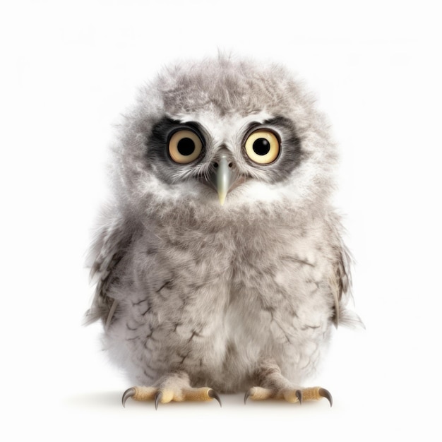 Portrait of a Baby Snow Owl Owlet Fledgling AI Generated