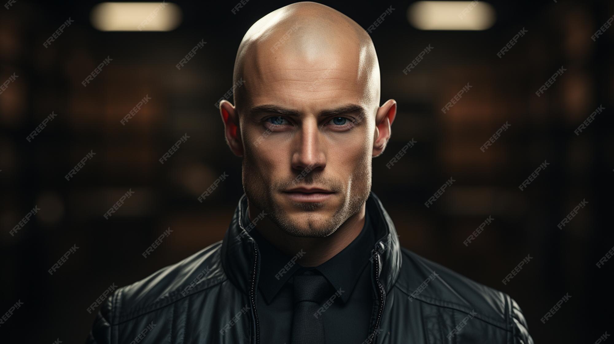 Premium AI Image Portrait Of A Bald Man Wearing A Short Jacket premium-ai-image-portrait-of-a-bald-man-wearing-a-short-jacket