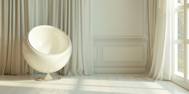 Photo portrait of ball chair in modern luxury room interior