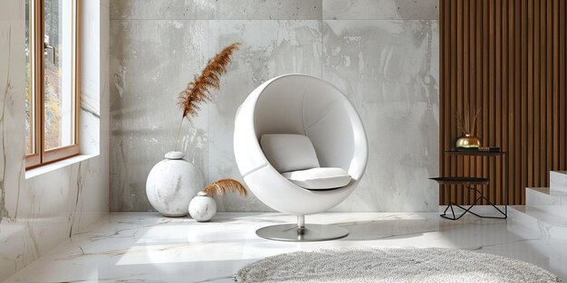 Portrait of Ball Chair in Modern Luxury Room Interior