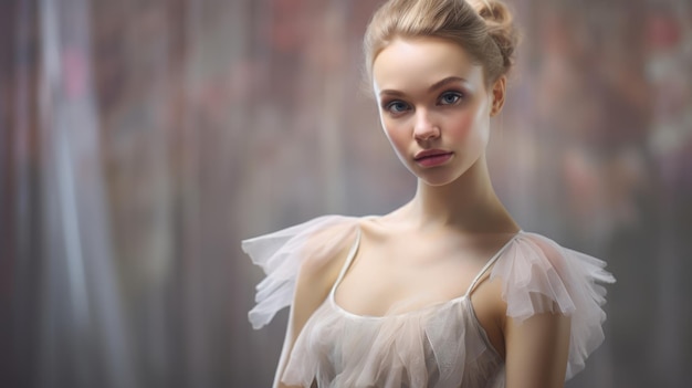 Portrait of a ballerina on a blurred background