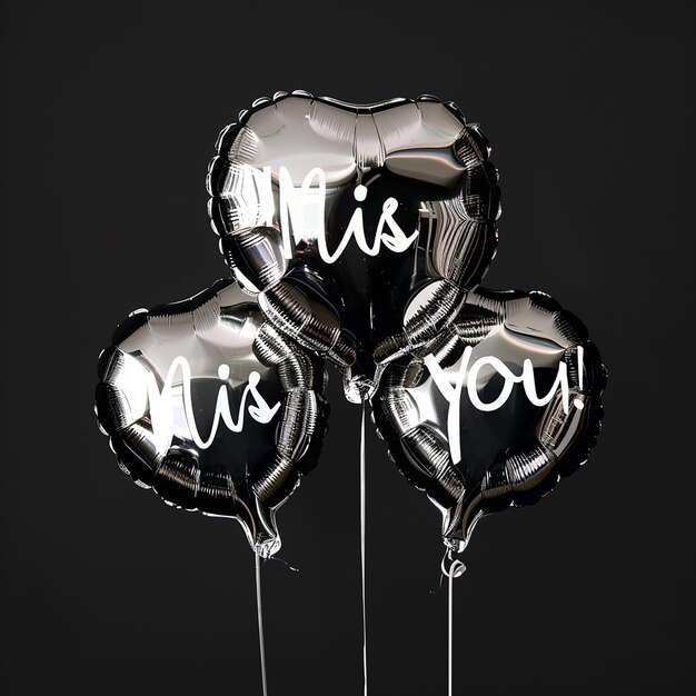 Photo portrait of balloon in i miss you style zinc silver