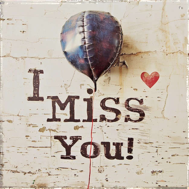 Photo portrait of balloon in text i miss you style