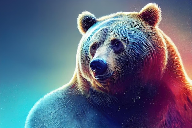 Portrait of a bear bear illustration digital art style\
illustration painting