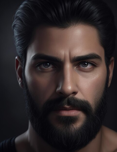 Premium AI Image Portrait Of A Bearded Man Striking Look Digital Painting premium-ai-image-portrait-of-a-bearded-man-striking-look-digital-painting