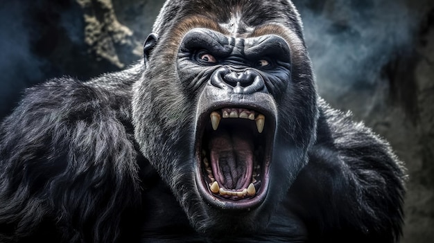 Portrait of beast gorilla furious animal made with Generative AI