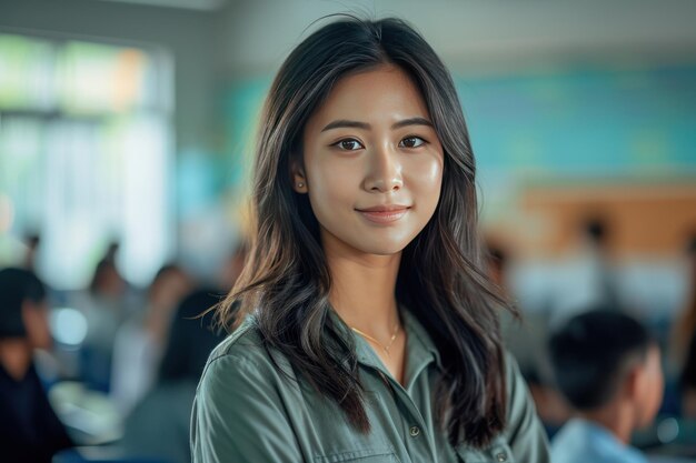 Portrait of a beautiful adult Asian school teacher Ai generative