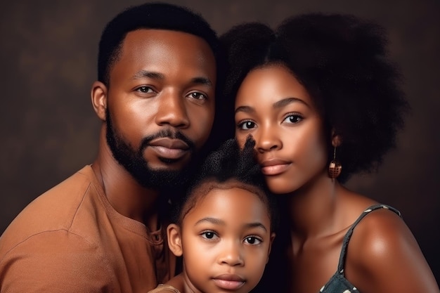 Portrait of a beautiful african american family created with generative ai