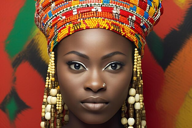 Portrait of a beautiful African American woman in a turban