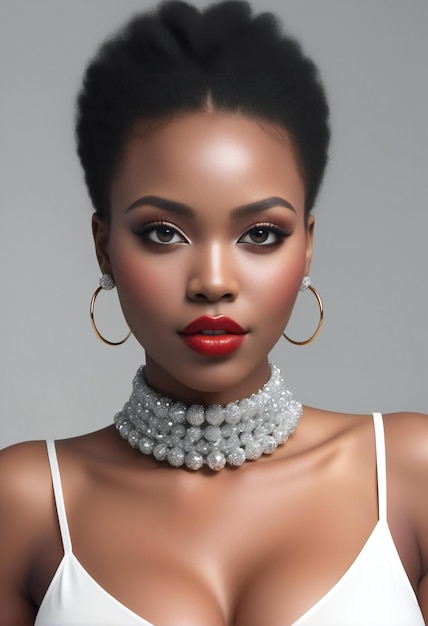 Portrait of beautiful african american woman with makeup and jewelry