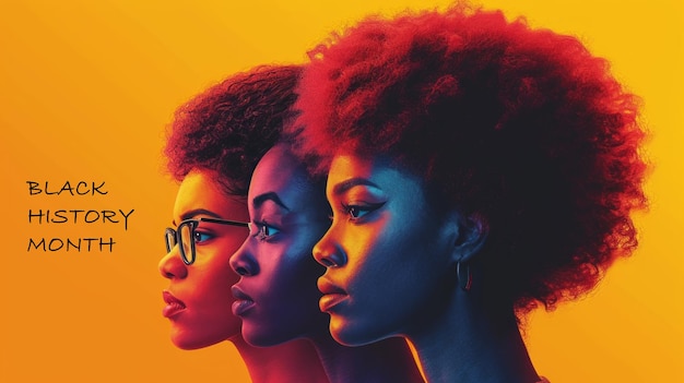 Portrait of beautiful african american women with afro hairstyle Black History Month