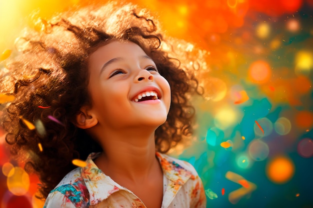 Portrait of a beautiful African child on a colored background A happy child a joyful childhood