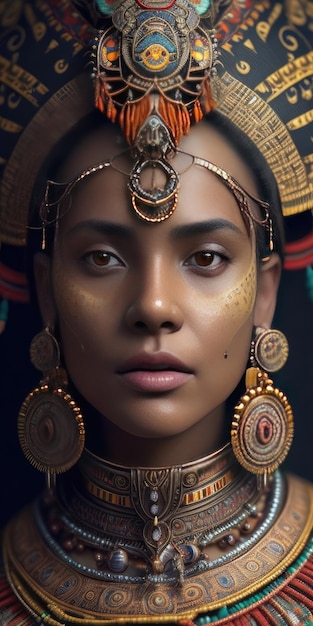 Portrait of a beautiful african woman with ethnic make up and jewelry