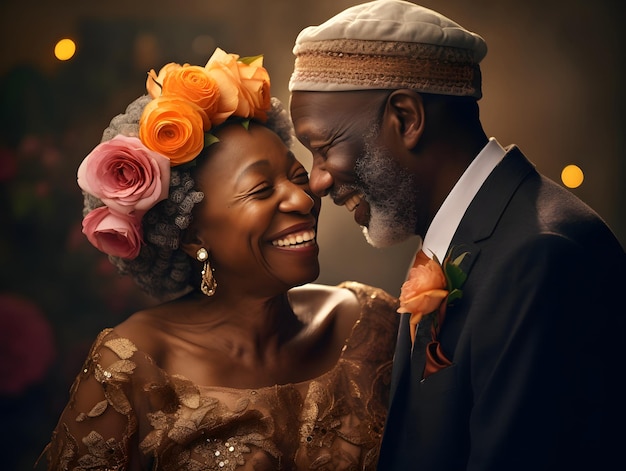 Portrait of a beautiful africanamerican couple in traditional clothes