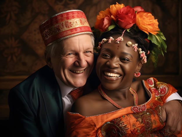 Portrait of a beautiful africanamerican couple in traditional clothes