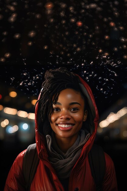 Portrait of a beautiful afro American woman on the street