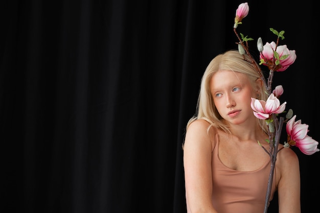 Portrait of beautiful albino woman