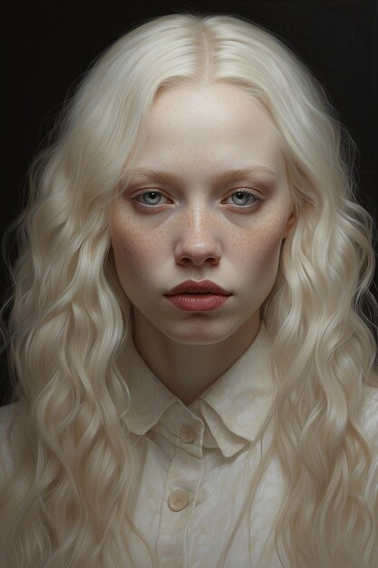 Photo portrait of beautiful albino woman