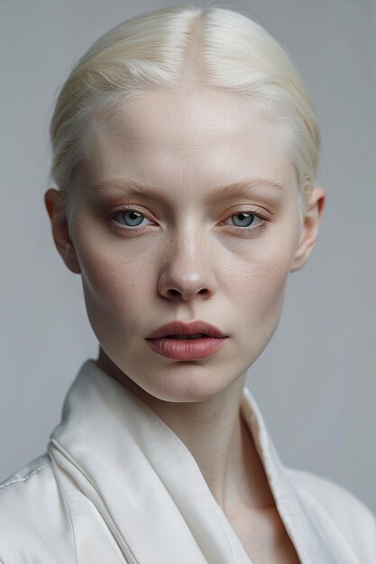 Photo portrait of beautiful albino woman