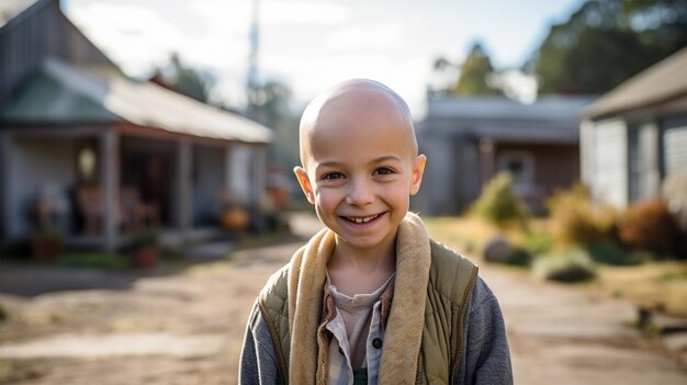 Portrait of a beautiful american little child smiling breast cancer awareness month