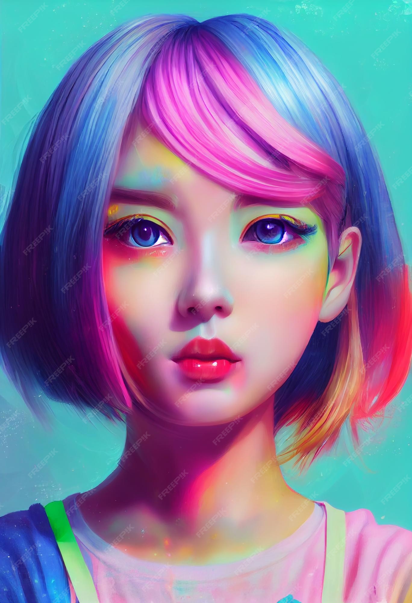 Premium Photo | Portrait beautiful anime girl for avatar and computer  graphic background 2d illustration