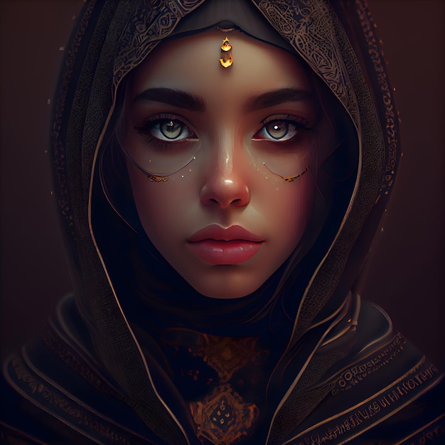 Portrait of a beautiful arabian woman with oriental makeup