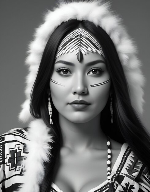Photo portrait of beautiful asian woman in indian costume ethnic style