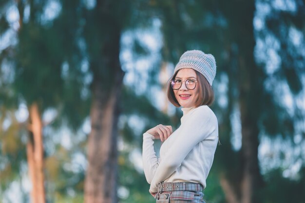 Portrait of beautiful asian womanYoung girl winter portraitThailand people