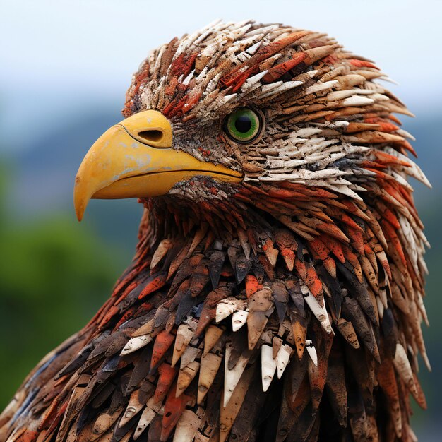 Portrait of a beautiful bird closeup on a blurred background