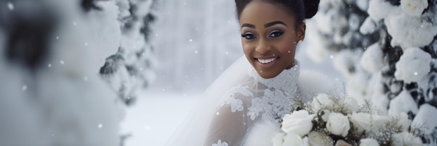 Portrait of a beautiful black bride girl